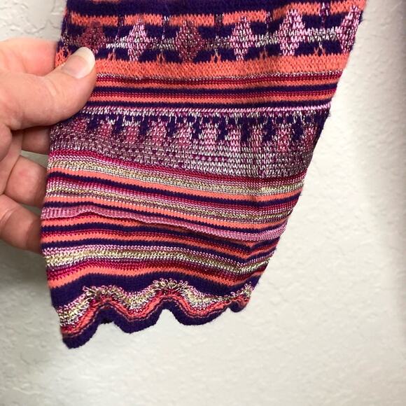 Chicos pink purple stripe crochet knit open front long cardigan size 2 or Medium - Picture 13 of 15